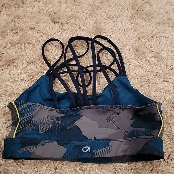 Gap Fit Blue Grey Camo Strappy Back Activewear Sports Bra Women's Size S… - Picture 3 of 4